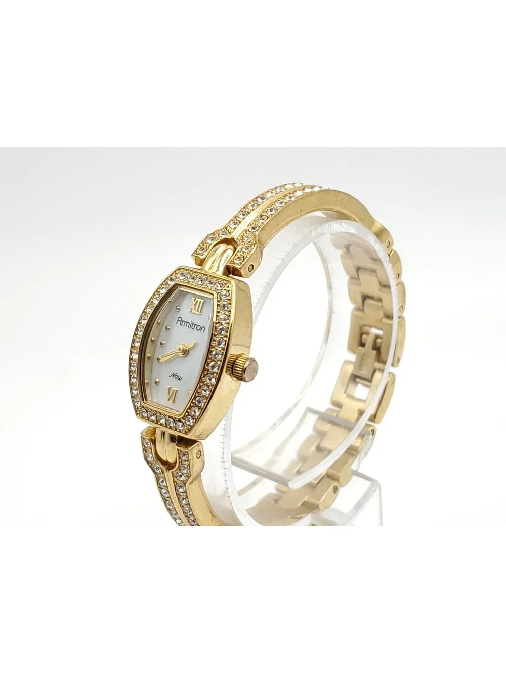 Armitron Now Quartz Watch Womens New Battery Gold Tone MOP Dial 16mm